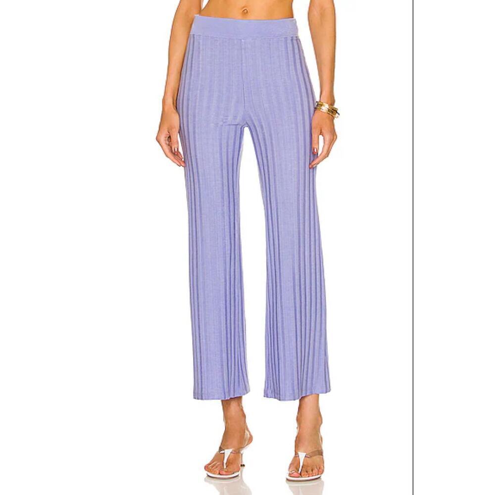 Jonathan Simkhai Celia Ribbed Knit Wide‎ Leg Pants in Lavender SMALL NWT